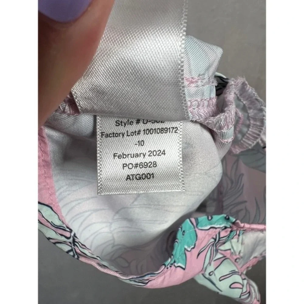 Quince Toddler Pink Tropical Floral‎ Mesh Lined Swim Trunks 12-18M